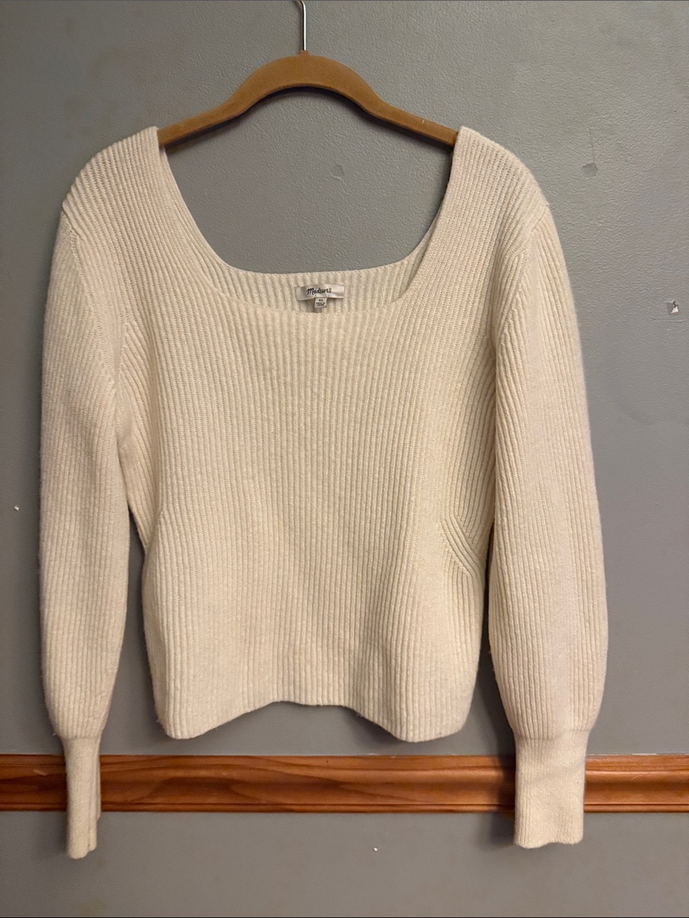 Madewell Cream Ribbed Scoop-Neck Sweater